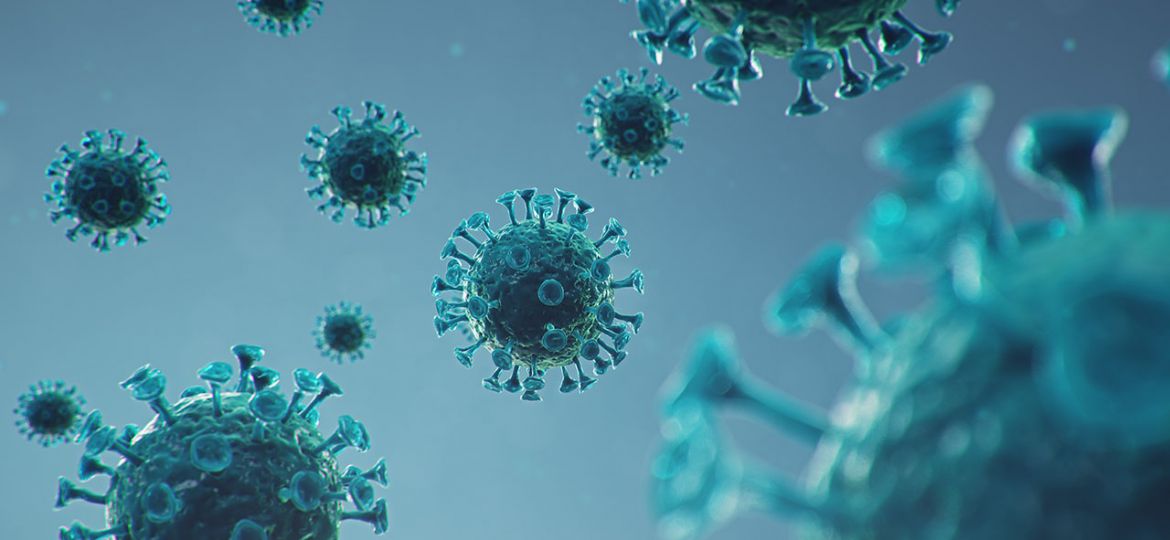 Coronavirus outbreak. Pathogen affecting the respiratory tract. COVID-19 infection. Concept of a pandemic, viral infection. Coronavirus inside a human. Viral infection, 3D illustration