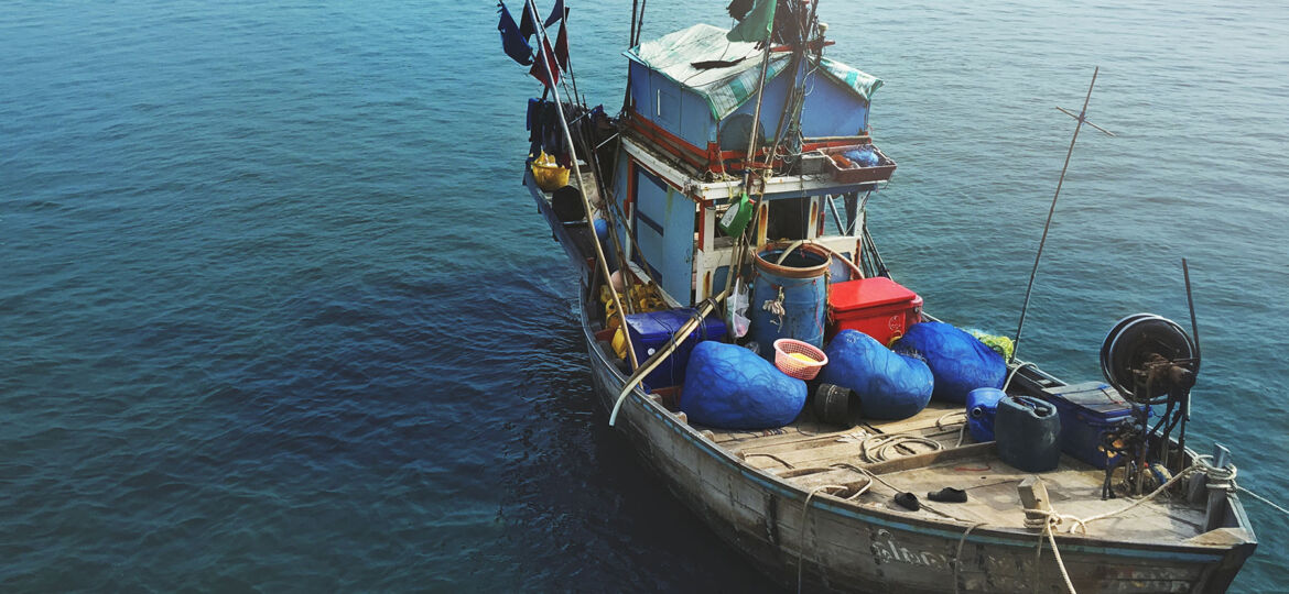 Floating Boat Ocean Sea Fishing Concept