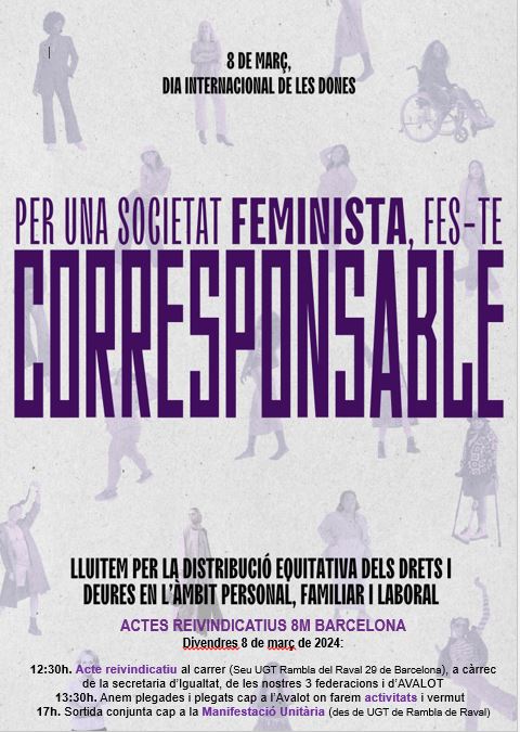 8-M: Per una societat feminista, fes-te corresponsable. Actes commemoratius pel Dia Internacional de les Dones