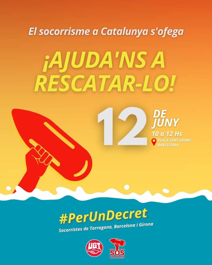 La UGT de Catalunya denuncia la situació del socorrisme a les platges catalanes i reclama una nova normativa urgent
