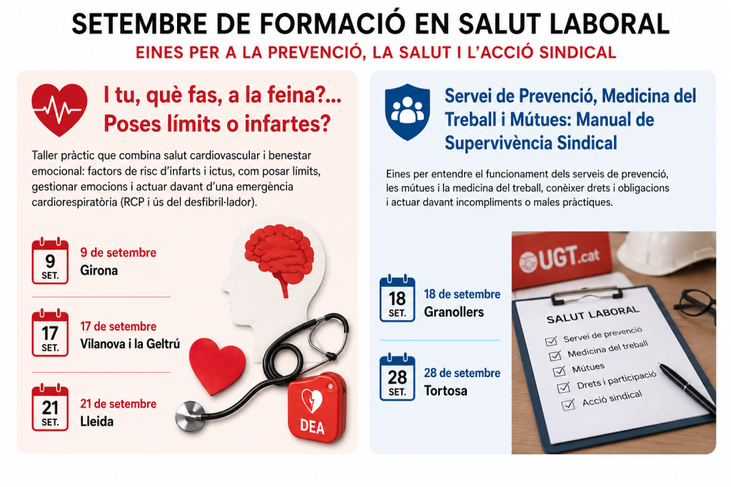 El setembre comença amb nous tallers de salut laboral de la UGT de Catalunya